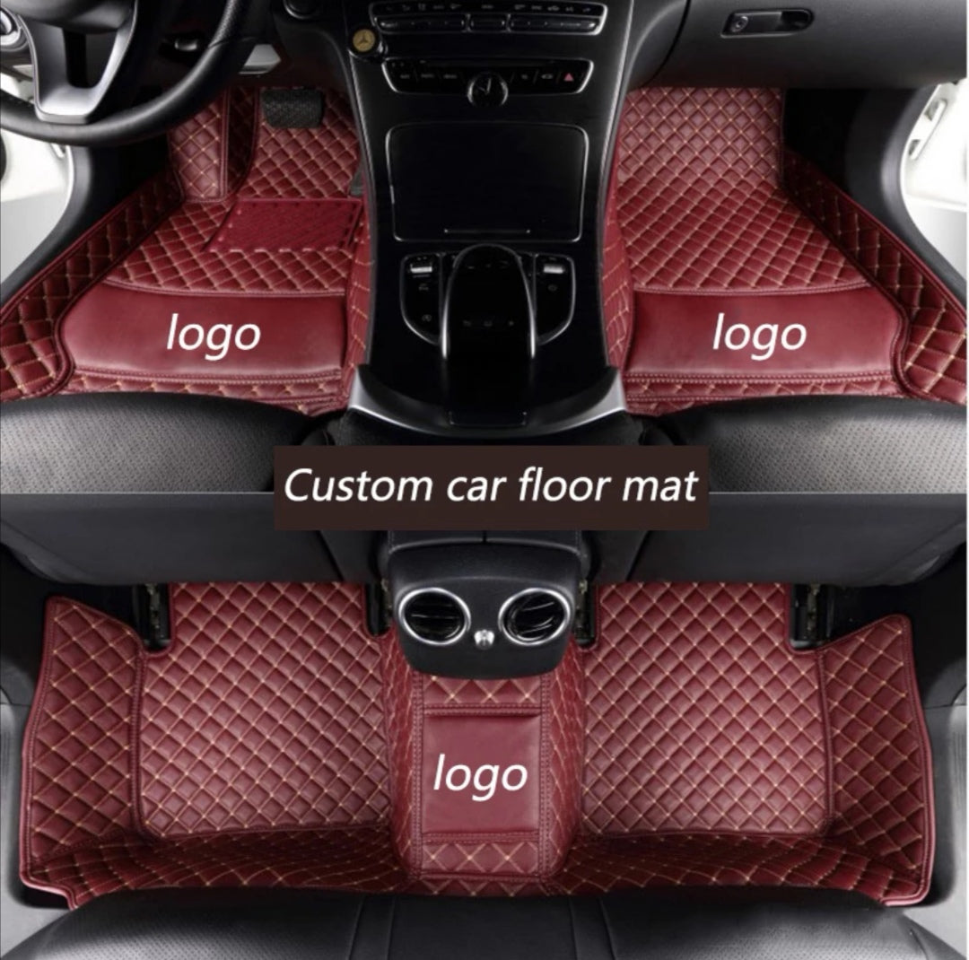 Car foot mat based on measure with a knitted logo/name