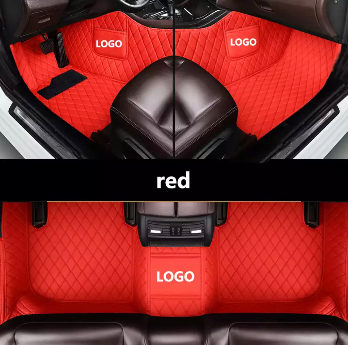 Car foot mat based on measure with a knitted logo/name