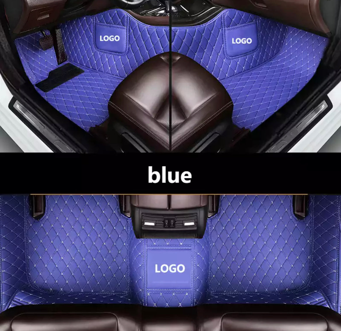 Car foot mat based on measure with a knitted logo/name