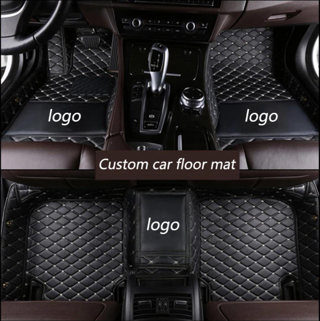 Car foot mat based on measure with a knitted logo/name